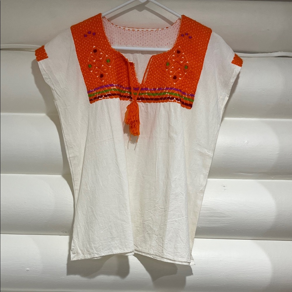 Vibrant Orange Embroidered Women's Blouse